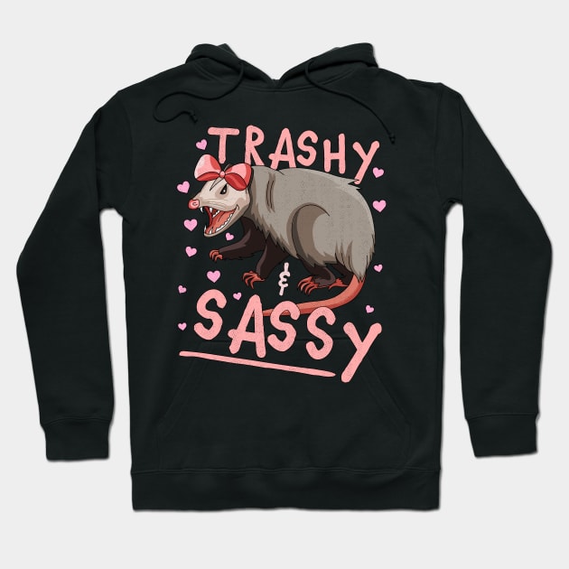 Trashy and Sassy Funny Possum Opossum Garbage Trash Hoodie by OrangeMonkeyArt